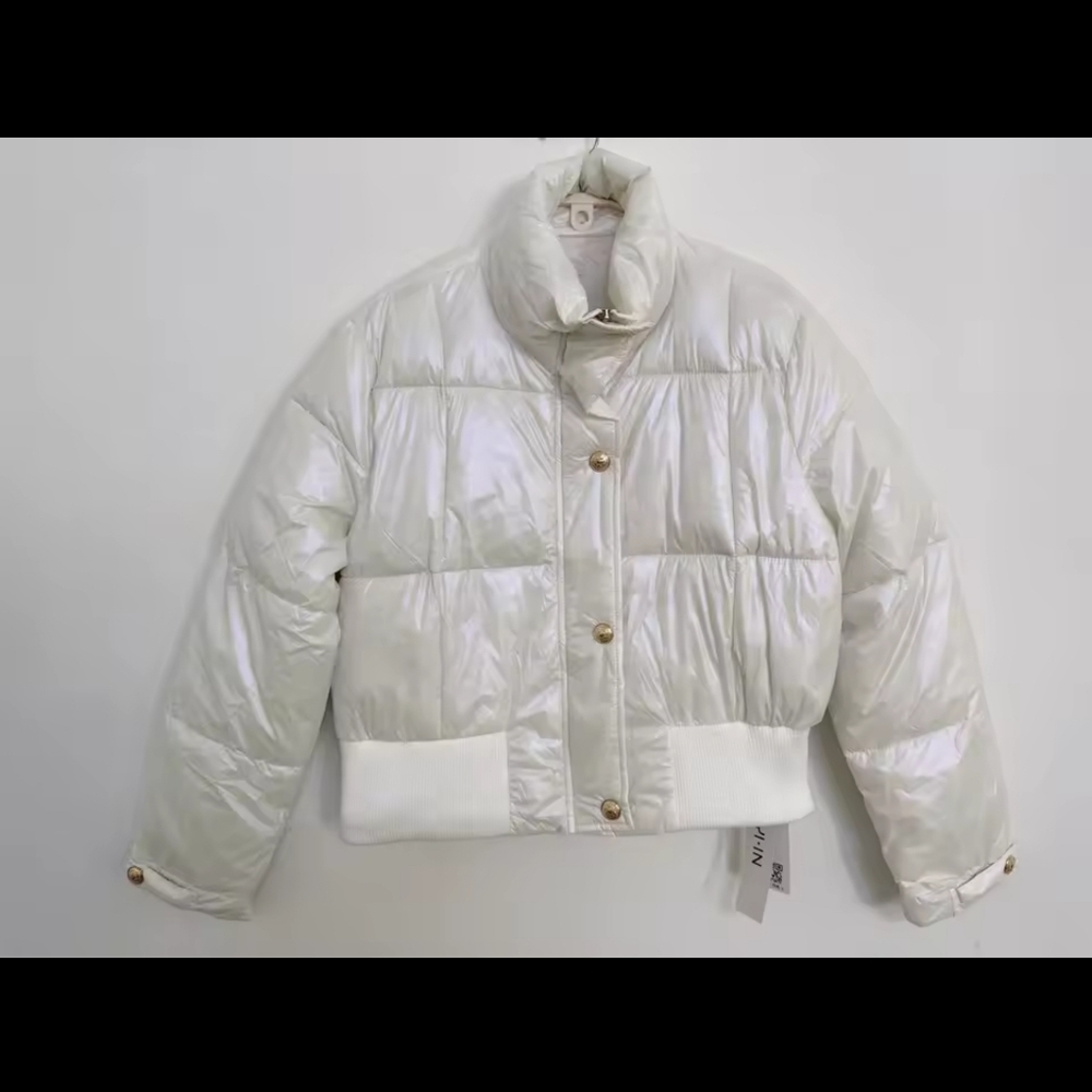 Fashion Loose Casual Cotton Jacket Stand-Up Collar White Outerwear Female - Picture 6 of 7